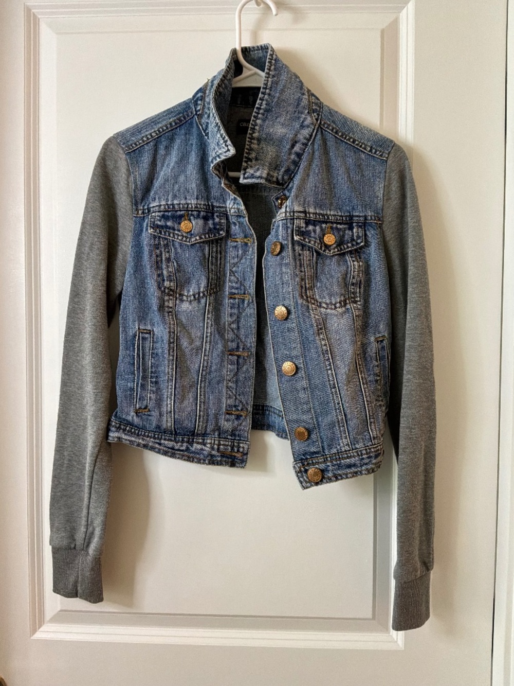 Celebrity Pink Denim & Gray Sleeve Jacket